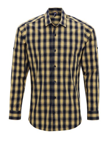 P-PR250-Mens Mulligan Check Cotton Long Sleeve Shirt